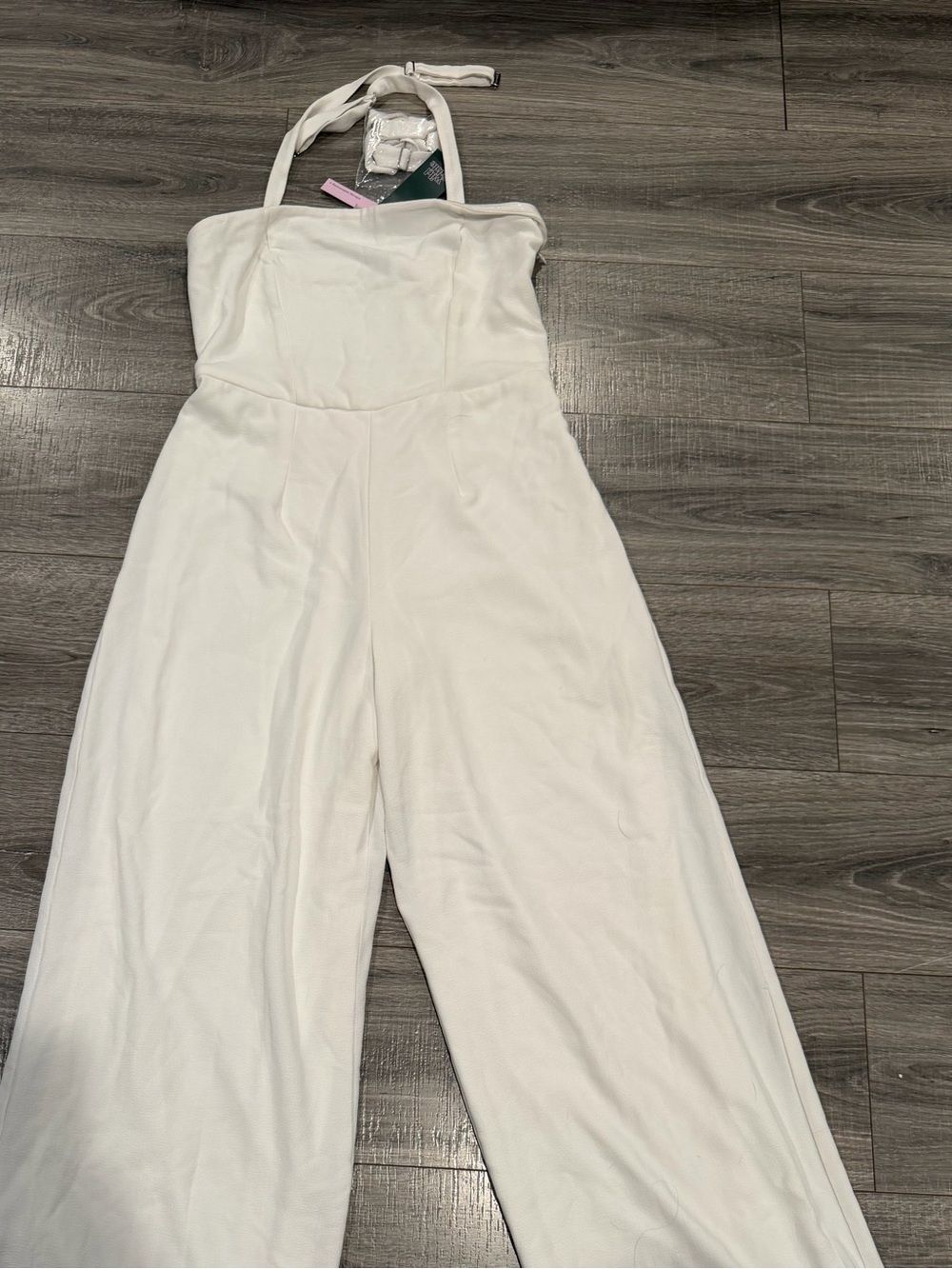 wild fable White Strapless Halter Wide-Leg Jumpsuit